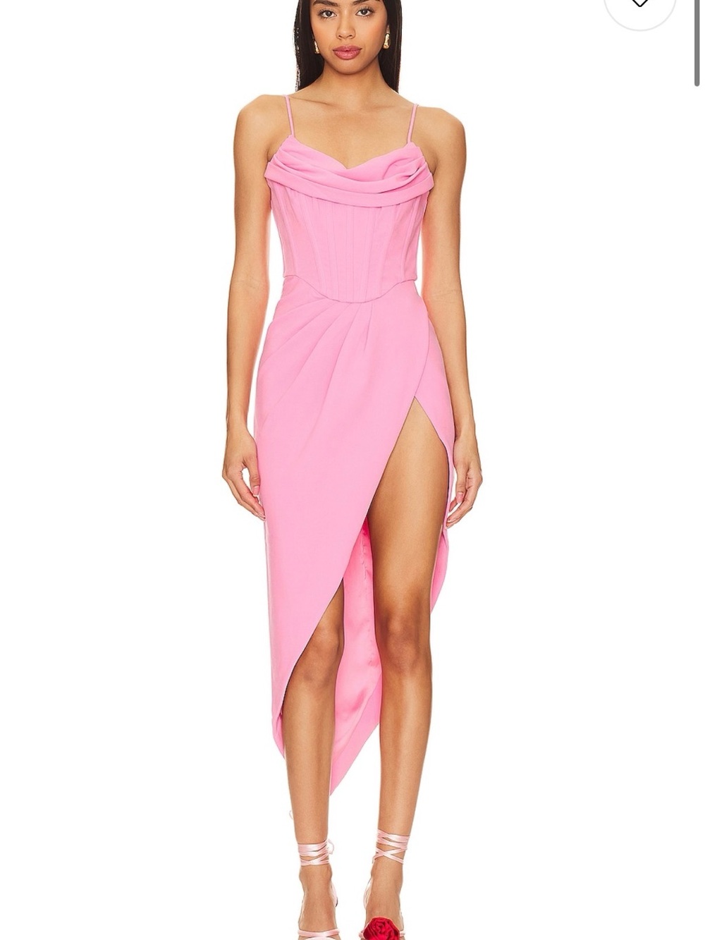 Bardot Bubblegum Pink Draped Corset High-Low Dress